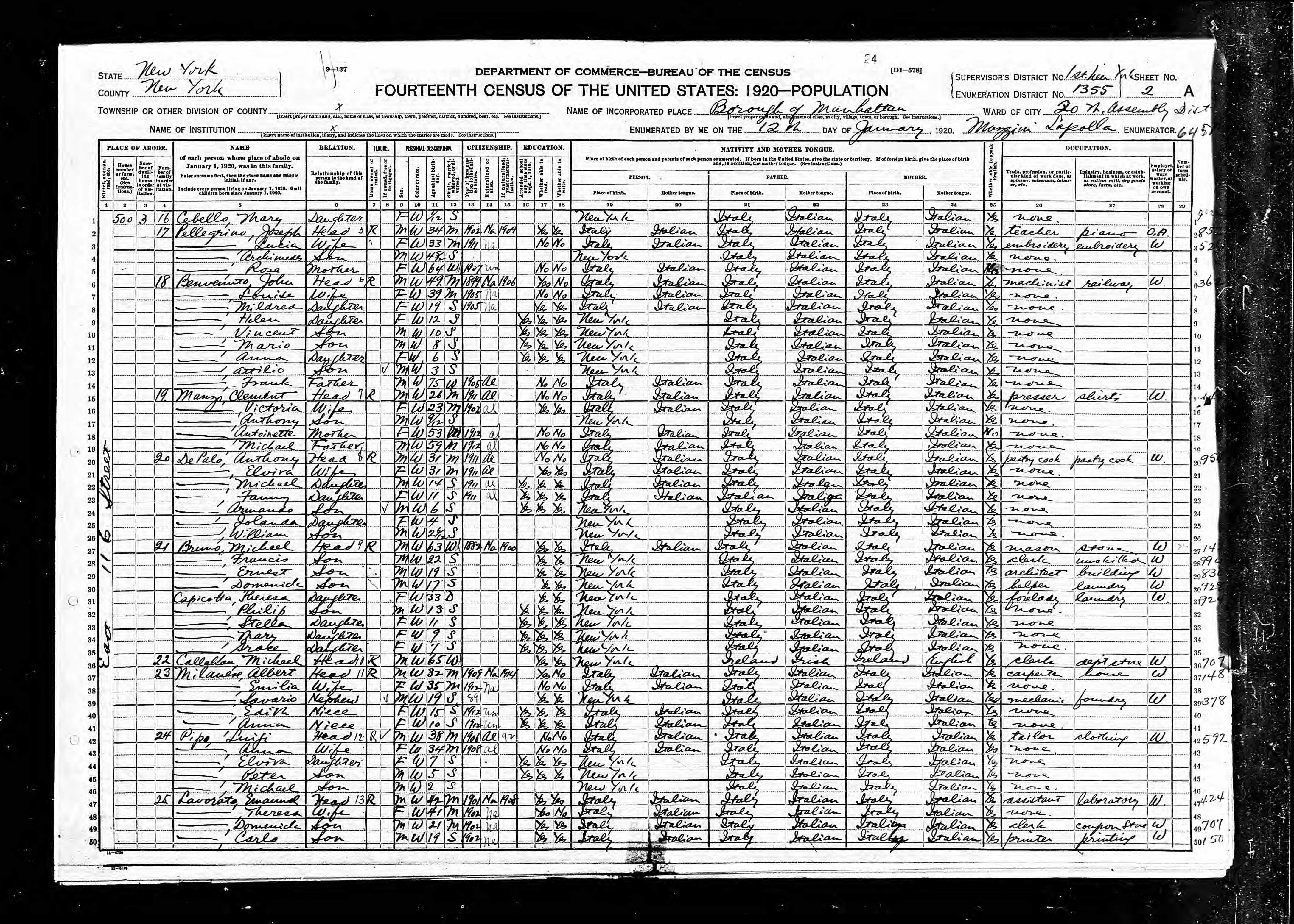 1920 US Federal Census for John Benvenuto etc.jpg